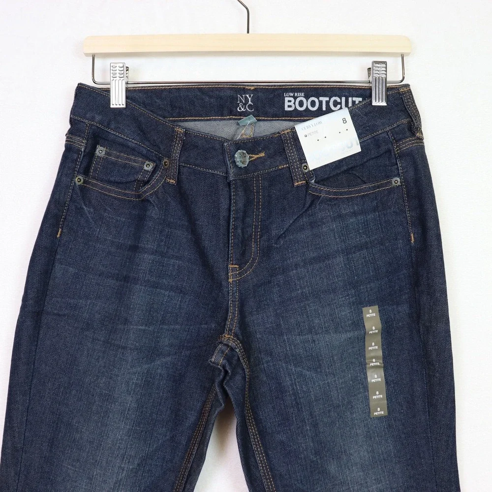 NY&C Dark Wash Low‎ Rise Curvy Bootcut Jeans 8 Petite